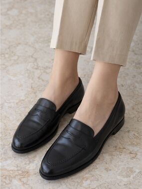 Peal & Co. Brooks Brothers Women’s Black Leather Penny Loafers Made in England